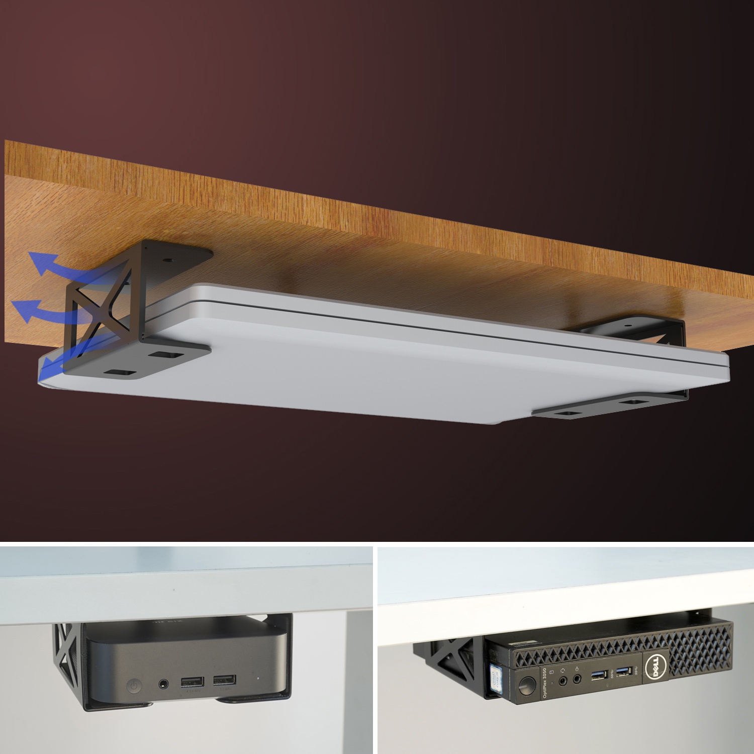 Gaming Console Stand - Under Desk Laptop/Mini PC Storage Mount,CPU