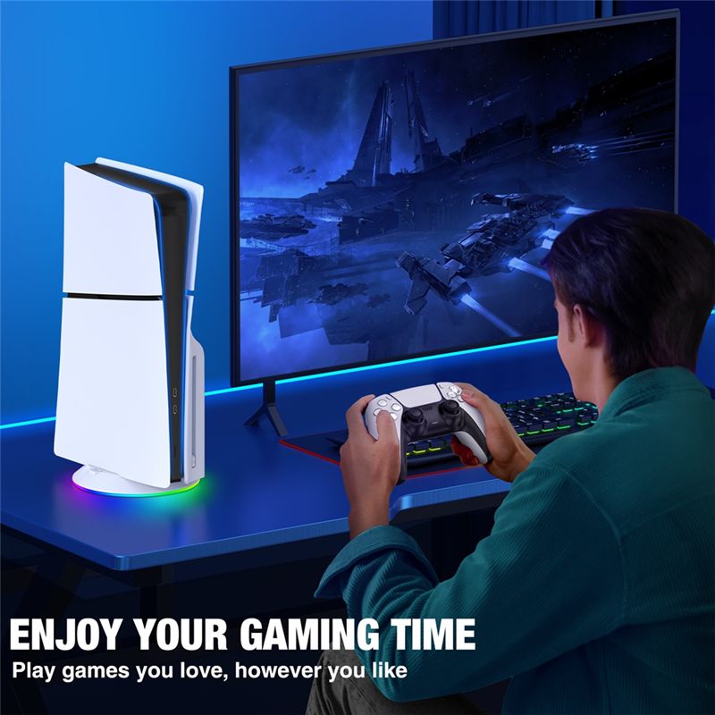 AED7-Vertical Stand With RGB L - Gaming Console Stand review and price