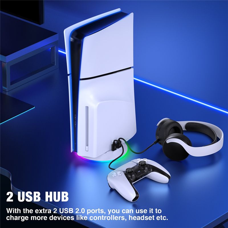 AED7-Vertical Stand With RGB L - Gaming Console Stand review and price