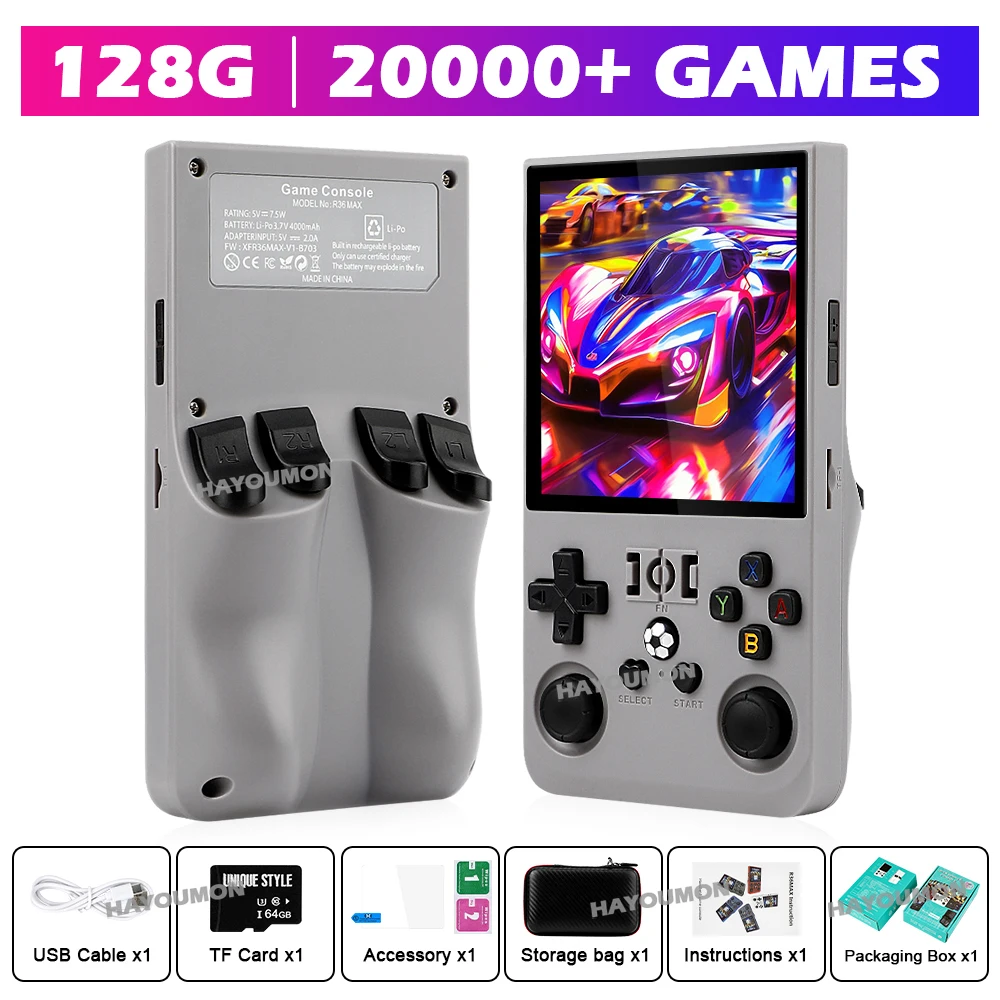 R36 Max Gray Handheld Gaming P - Gaming Console R36 Max review and price